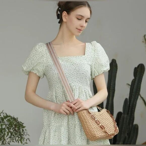 New Small Handmade Straw Pocketbook Crossbody Bag - Picture 5 of 10